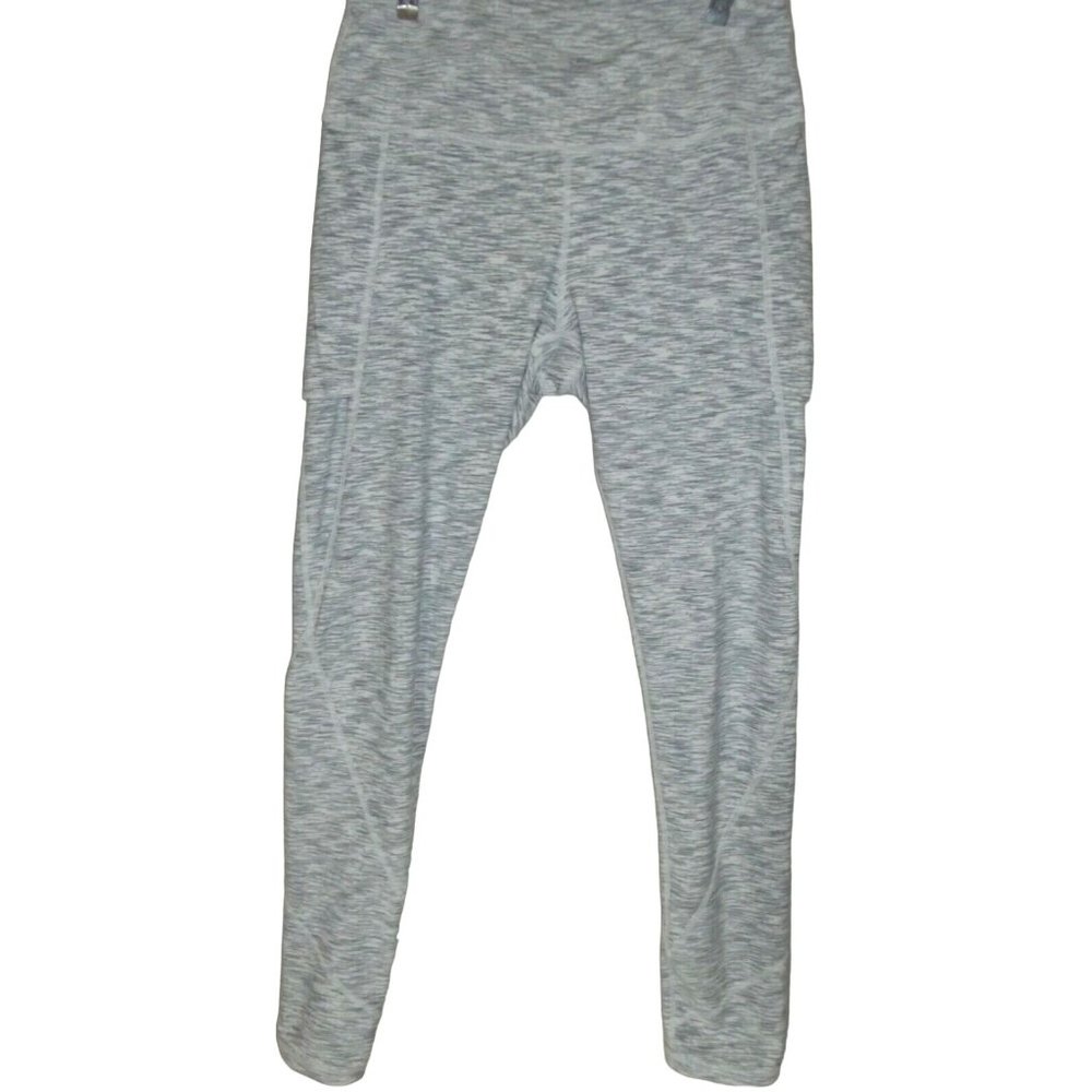 HKJIEVSHOP Leggings Size Large Women's Gray White High Waist Yoga Pocket Pants l